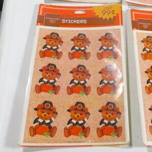 Thanksgiving Pilgrim Teddy Bear Hallmark 1990s unopened stickers #2
